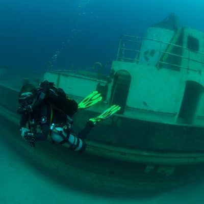 Tug2 Wreck on Exiles Reef at Dive Systems Malta
